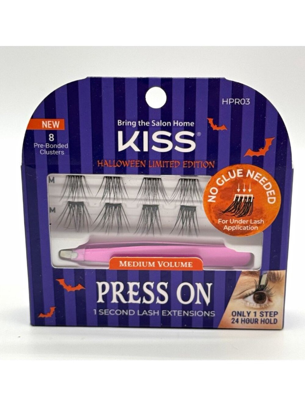 Kiss Press On 1 Second Lash Clusters Pre-Bonded Medium Volume Black HPR03 New